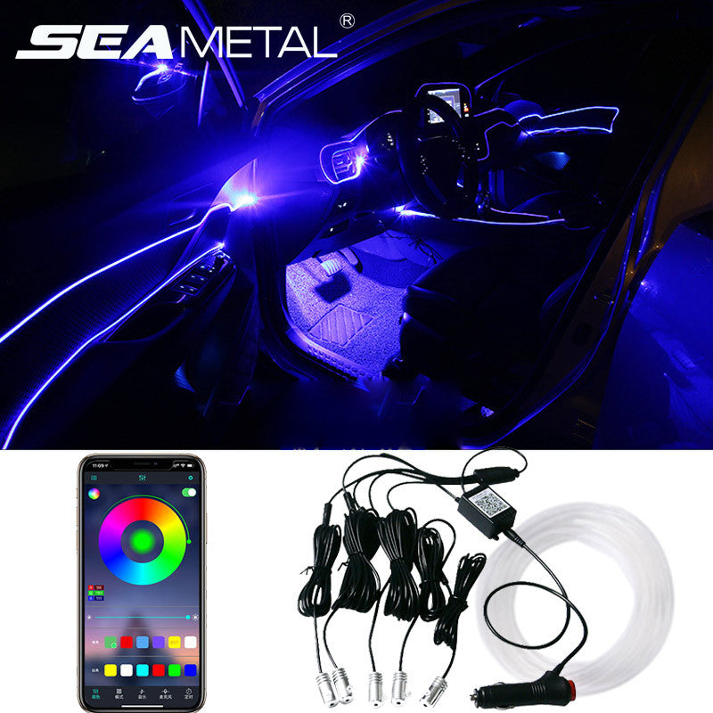 Car Fiber Optic Ambient Light - APP Controlled RGB Interior Lighting Kit