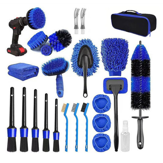26Pcs Car Detailing Brush Set - Professional Auto Cleaning Kit (Drill Not Included)