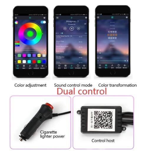 Car Fiber Optic Ambient Light - APP Controlled RGB Interior Lighting Kit