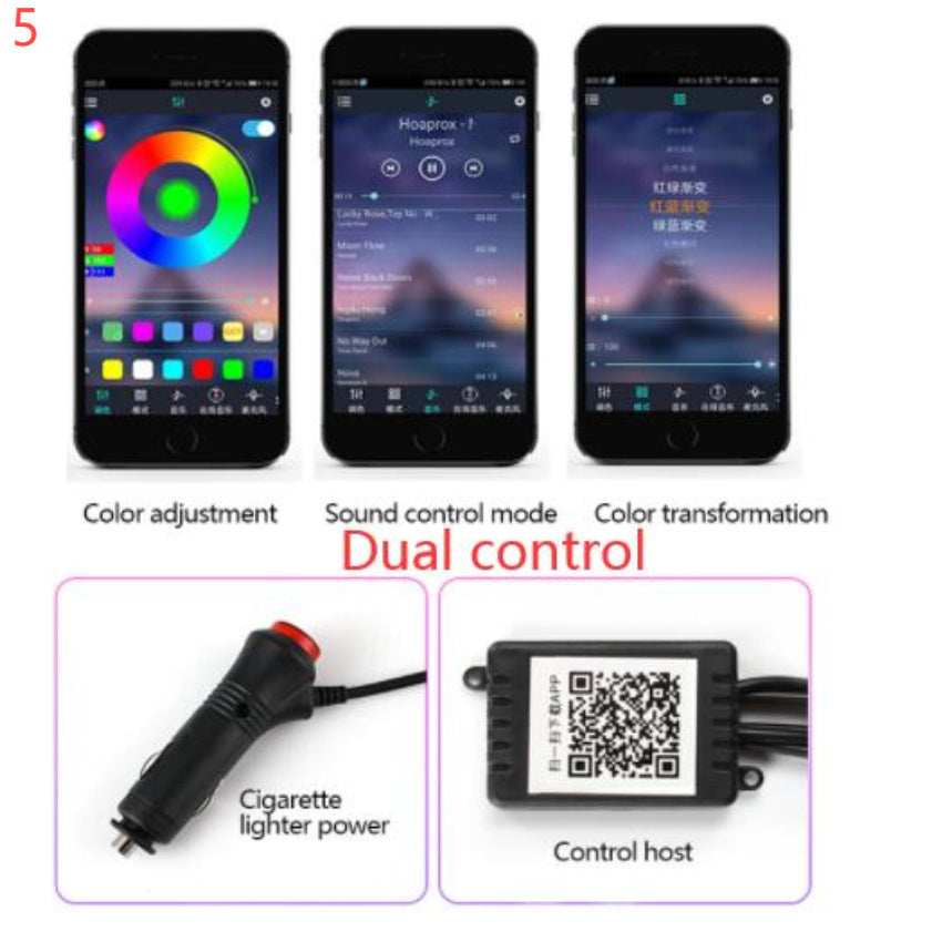 Car Fiber Optic Ambient Light - APP Controlled RGB Interior Lighting Kit