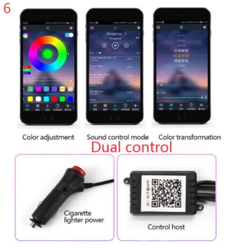 Car Fiber Optic Ambient Light - APP Controlled RGB Interior Lighting Kit