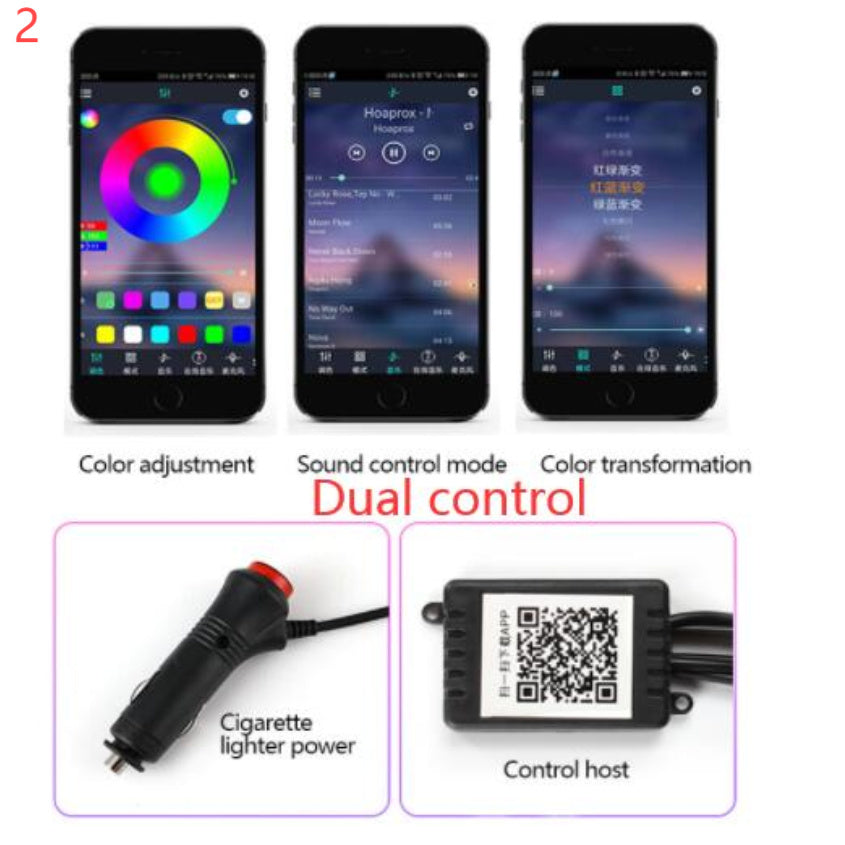 Car Fiber Optic Ambient Light - APP Controlled RGB Interior Lighting Kit