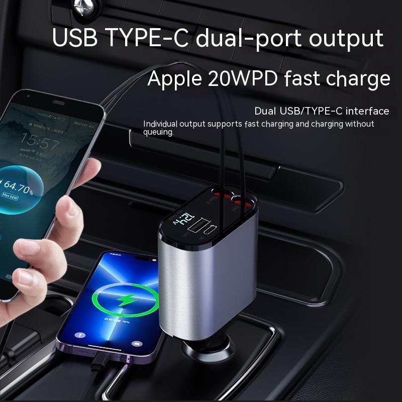 Metal Car Charger 100W Super Fast Charging - Dual USB Type-C